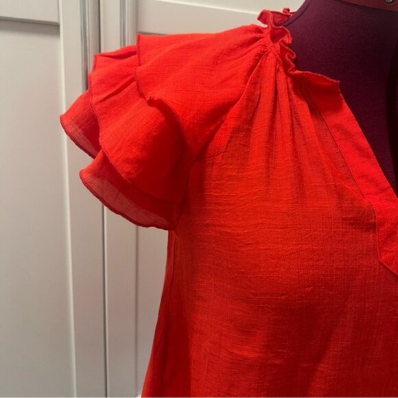NWT NANETTE LEPORE Red Rayon Blend Blouse Hot Coral Size Small - Picture 4 of 13